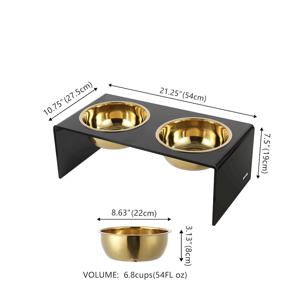 Medium/Large Modern Lucite Rectangular Elevated Pet Feeder