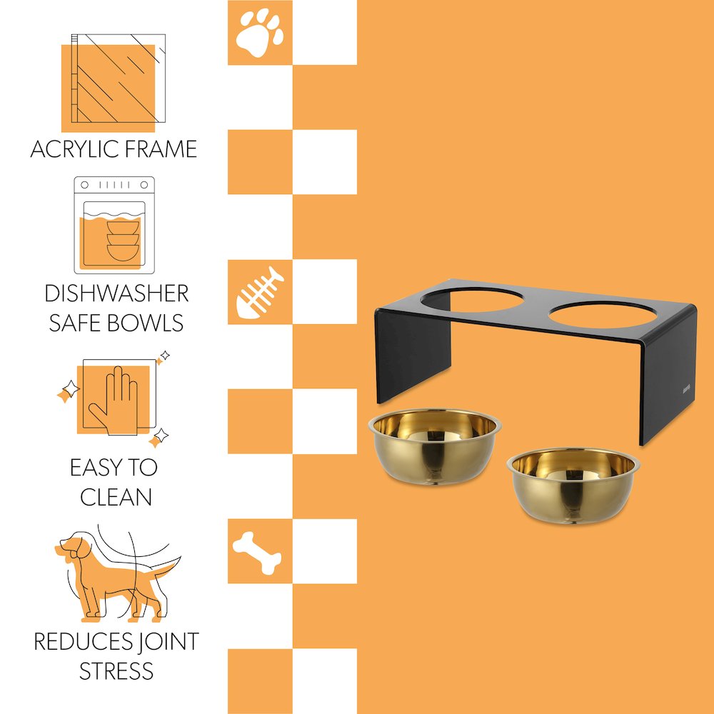 Medium/Large Modern Lucite Rectangular Elevated Pet Feeder