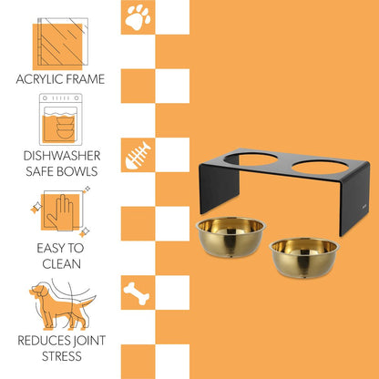 Medium/Large Modern Lucite Rectangular Elevated Pet Feeder
