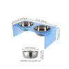 7.5" Rectangular Elevated Pet Feeder, 54oz 2-Stainless Steel Bowls, Blue