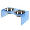 7.5" Rectangular Elevated Pet Feeder, 54oz 2-Stainless Steel Bowls, Blue