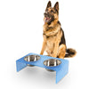 7.5" Rectangular Elevated Pet Feeder, 54oz 2-Stainless Steel Bowls, Blue