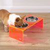7.5" Rectangular Elevated Pet Feeder, 54oz 2-Stainless Steel Bowls, Pink