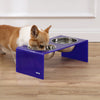 7.5" Rectangular Elevated Pet Feeder, 54oz 2-Stainless Steel Bowls, Purple