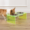 7.5" Rectangular Elevated Pet Feeder, 54oz 2-Stainless Steel Bowls, Green