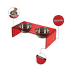 7.5" Rectangular Elevated Pet Feeder, 54oz 2-Stainless Steel Bowls, Red