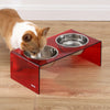 7.5" Rectangular Elevated Pet Feeder, 54oz 2-Stainless Steel Bowls, Red
