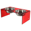 7.5" Rectangular Elevated Pet Feeder, 54oz 2-Stainless Steel Bowls, Red