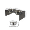 7.5" Rectangular Elevated Pet Feeder, 54oz 2-Stainless Steel Bowls, Dark Gray