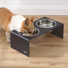 7.5" Rectangular Elevated Pet Feeder, 54oz 2-Stainless Steel Bowls, Dark Gray