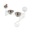 7.5" Rectangular Elevated Pet Feeder, 54oz 2-Stainless Steel Bowls, Moon White