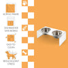 7.5" Rectangular Elevated Pet Feeder, 54oz 2-Stainless Steel Bowls, Moon White