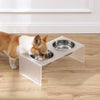 7.5" Rectangular Elevated Pet Feeder, 54oz 2-Stainless Steel Bowls, Moon White