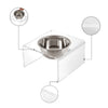 5" Acrylic Rectangular Elevated Pet Feeder, 20oz 1-Stainless Steel Bowl, Clear