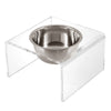 5" Acrylic Rectangular Elevated Pet Feeder, 20oz 1-Stainless Steel Bowl, Clear