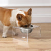 5" Acrylic Rectangular Elevated Pet Feeder, 20oz 1-Stainless Steel Bowl, Clear