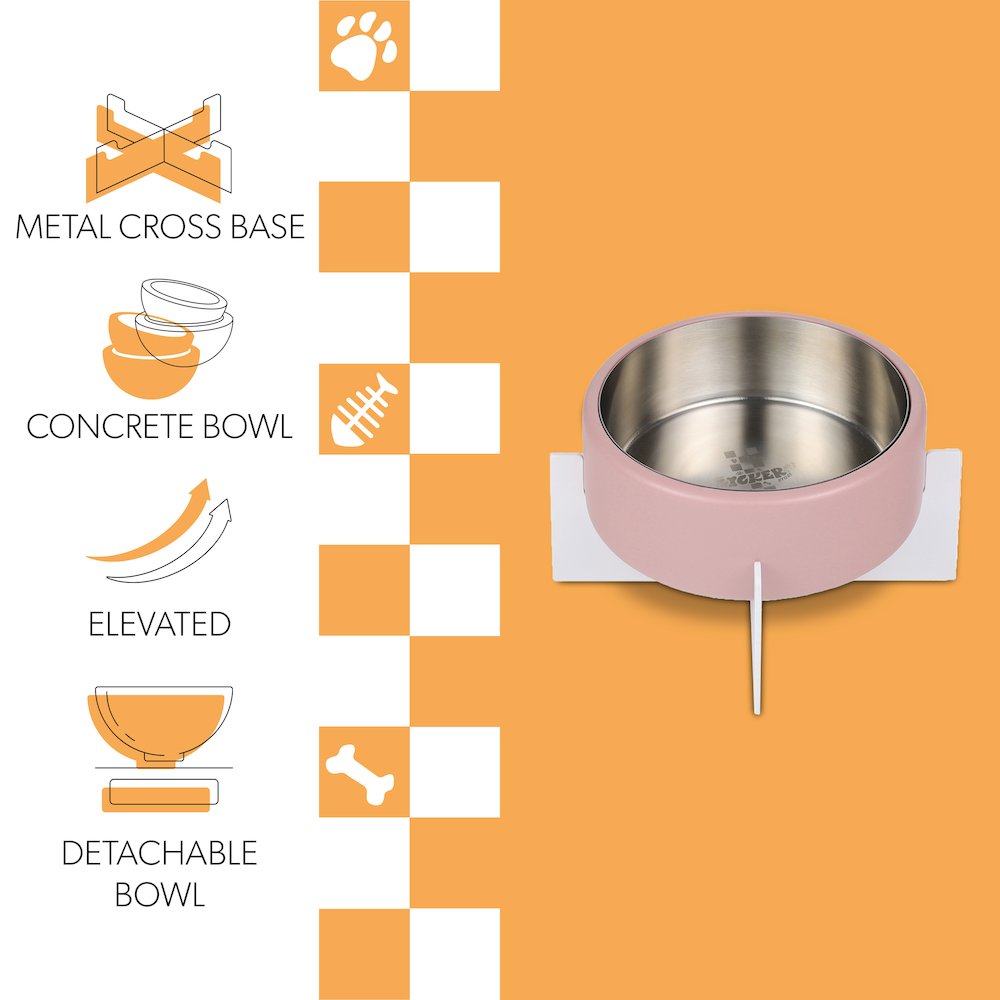 Intersecta  Concrete and Stainless Steel Bowl 16oz (2 Cups) with Metal Stand