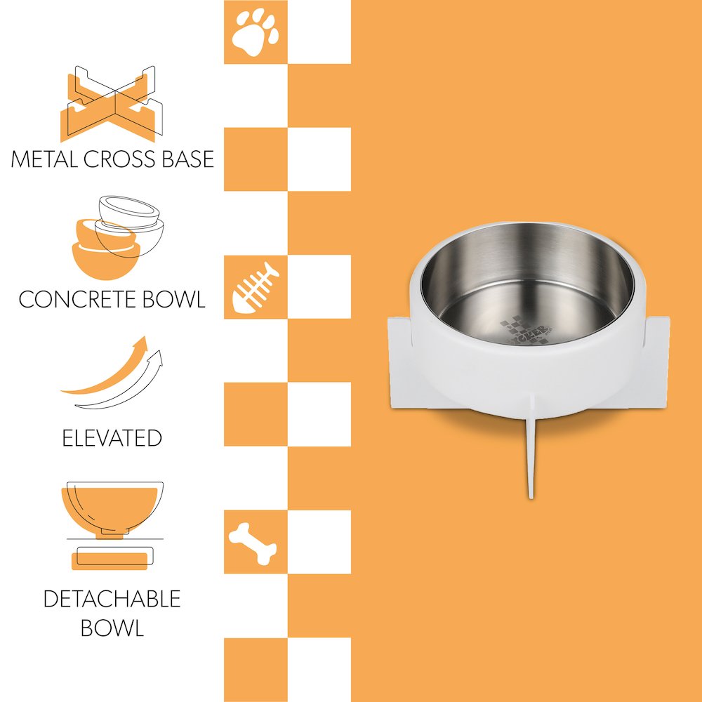 Intersecta  Concrete and Stainless Steel Bowl 16oz (2 Cups) with Metal Stand