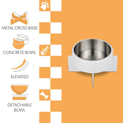 Intersecta  Concrete and Stainless Steel Bowl 16oz (2 Cups) with Metal Stand