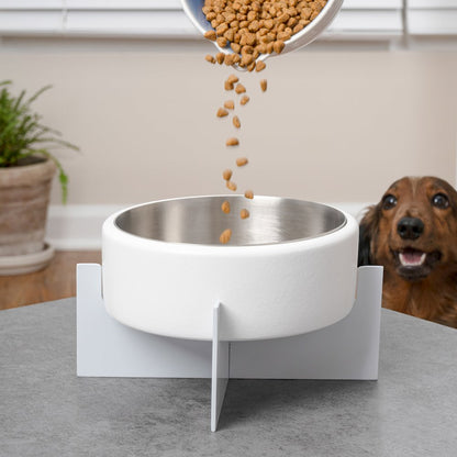 Intersecta  Concrete and Stainless Steel Bowl 16oz (2 Cups) with Metal Stand