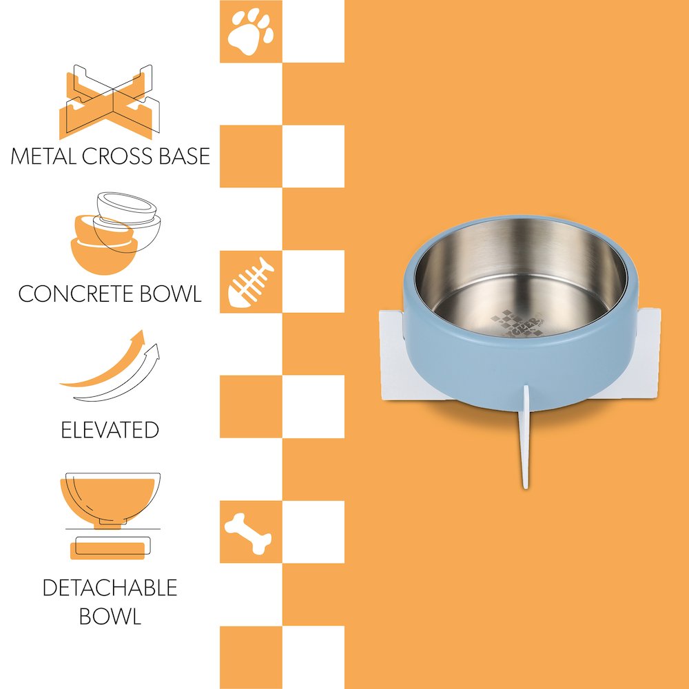 Intersecta  Concrete and Stainless Steel Bowl 16oz (2 Cups) with Metal Stand