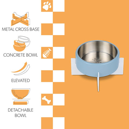 Intersecta  Concrete and Stainless Steel Bowl 16oz (2 Cups) with Metal Stand