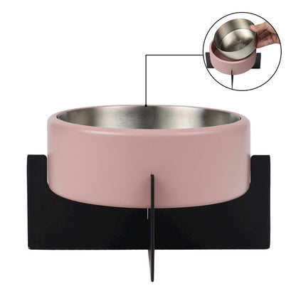 Intersecta  Concrete and Stainless Steel Bowl 16oz (2 Cups) with Metal Stand