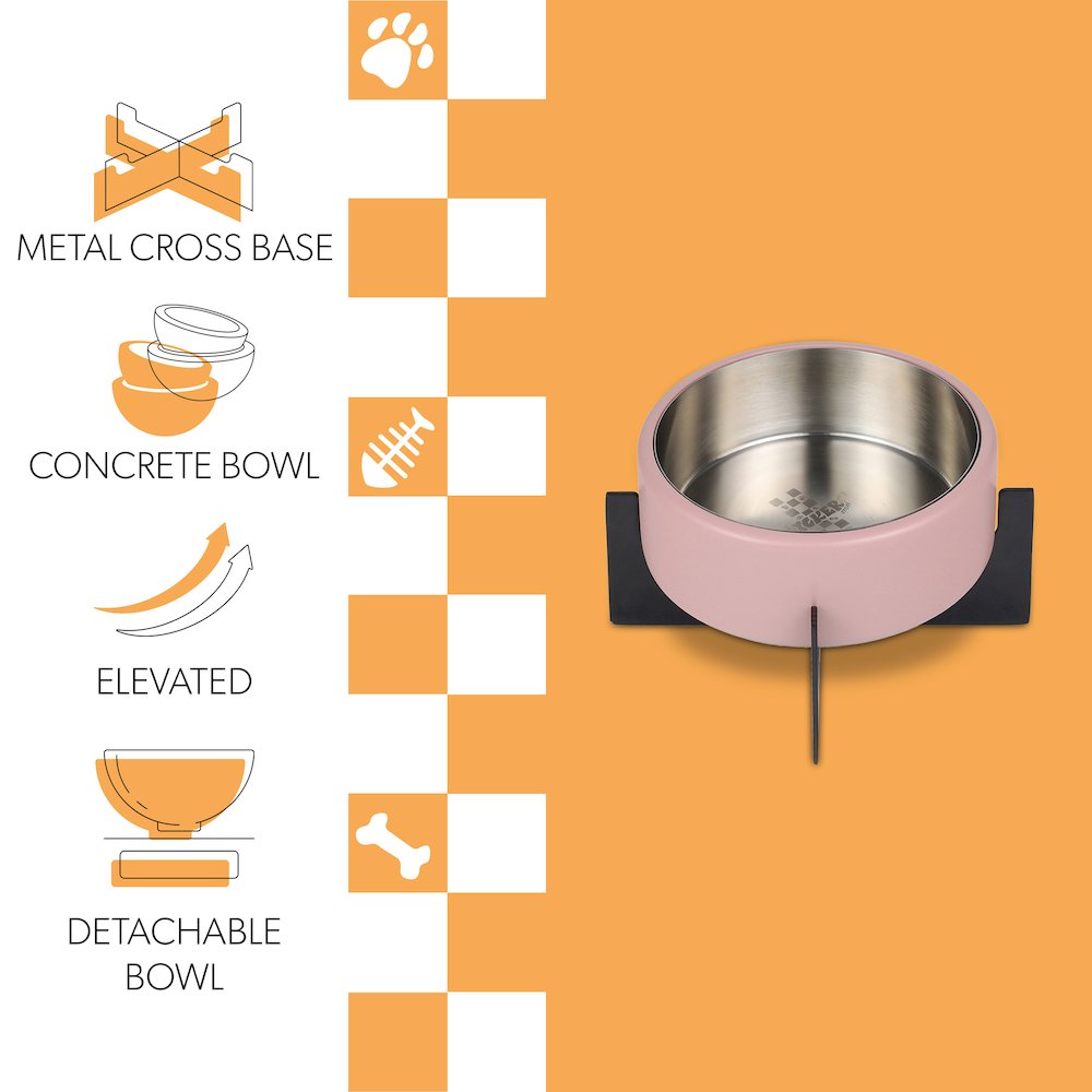 Intersecta  Concrete and Stainless Steel Bowl 16oz (2 Cups) with Metal Stand