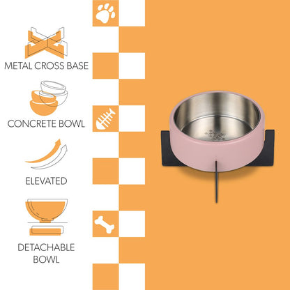 Intersecta  Concrete and Stainless Steel Bowl 16oz (2 Cups) with Metal Stand