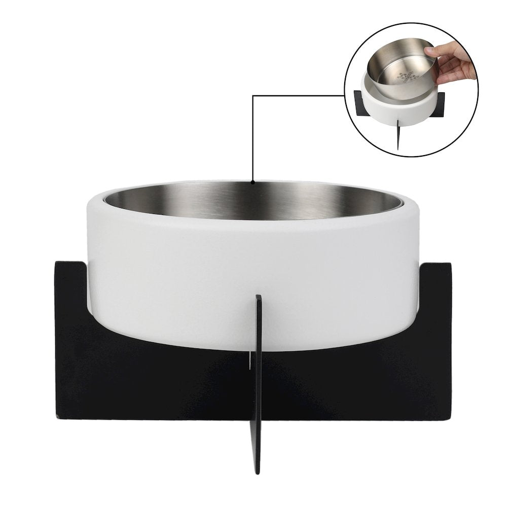 Intersecta  Concrete and Stainless Steel Bowl 16oz (2 Cups) with Metal Stand
