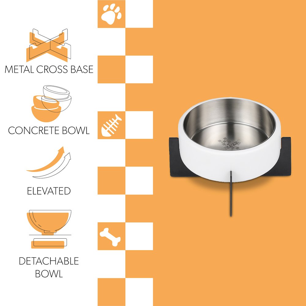 Intersecta  Concrete and Stainless Steel Bowl 16oz (2 Cups) with Metal Stand