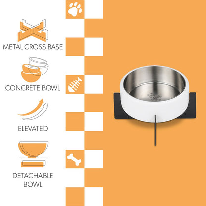 Intersecta  Concrete and Stainless Steel Bowl 16oz (2 Cups) with Metal Stand