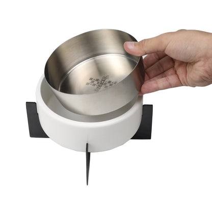 Intersecta  Concrete and Stainless Steel Bowl 16oz (2 Cups) with Metal Stand