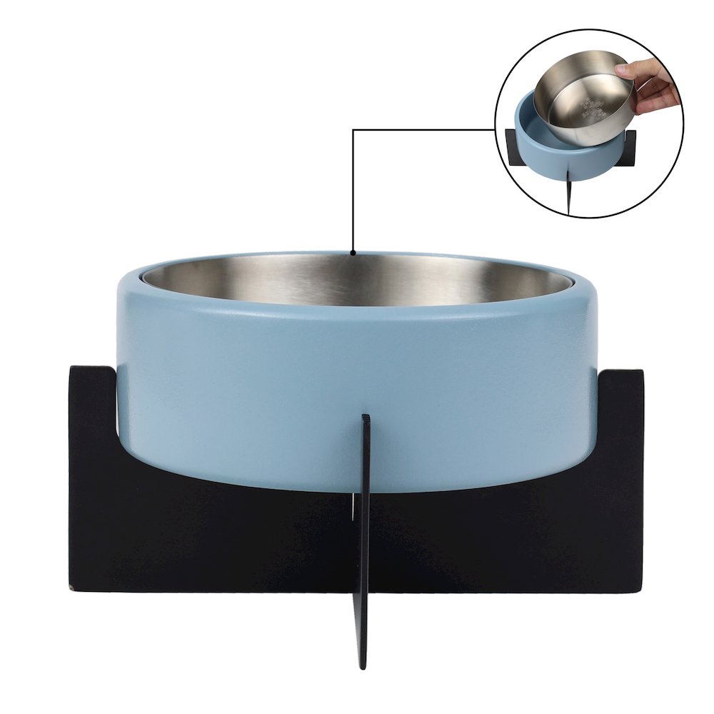 Intersecta  Concrete and Stainless Steel Bowl 16oz (2 Cups) with Metal Stand