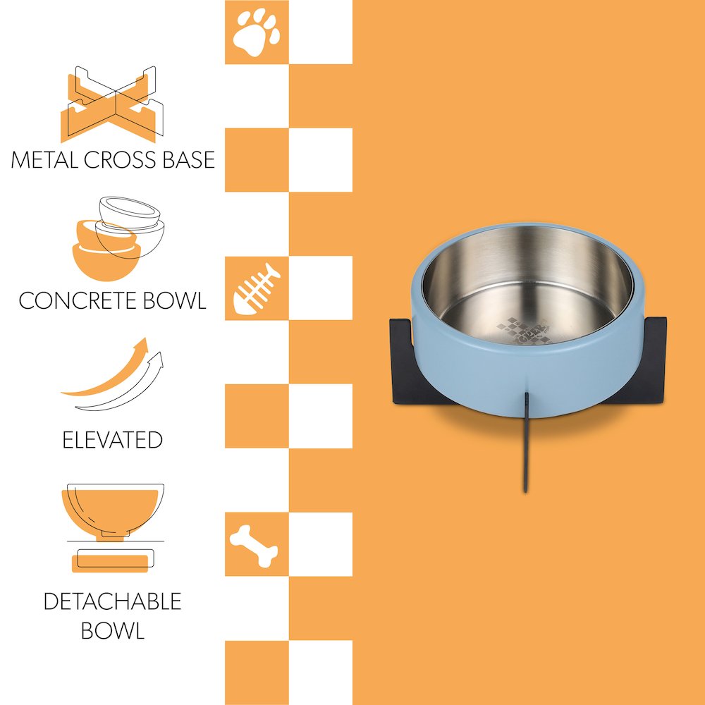 Intersecta  Concrete and Stainless Steel Bowl 16oz (2 Cups) with Metal Stand