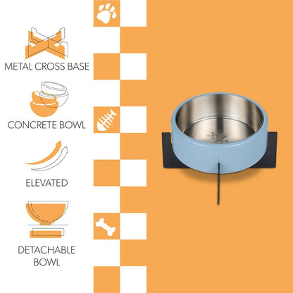 Intersecta  Concrete and Stainless Steel Bowl 16oz (2 Cups) with Metal Stand