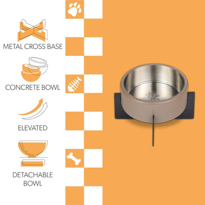 Intersecta  Concrete and Stainless Steel Bowl 16oz (2 Cups) with Metal Stand