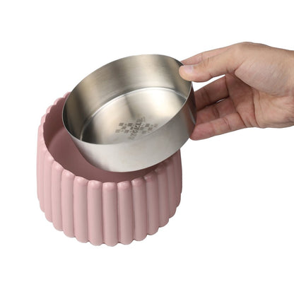 Ripple Ridge  Slanted Concrete and Stainless Steel Bowl 16oz (2 Cups) Pet