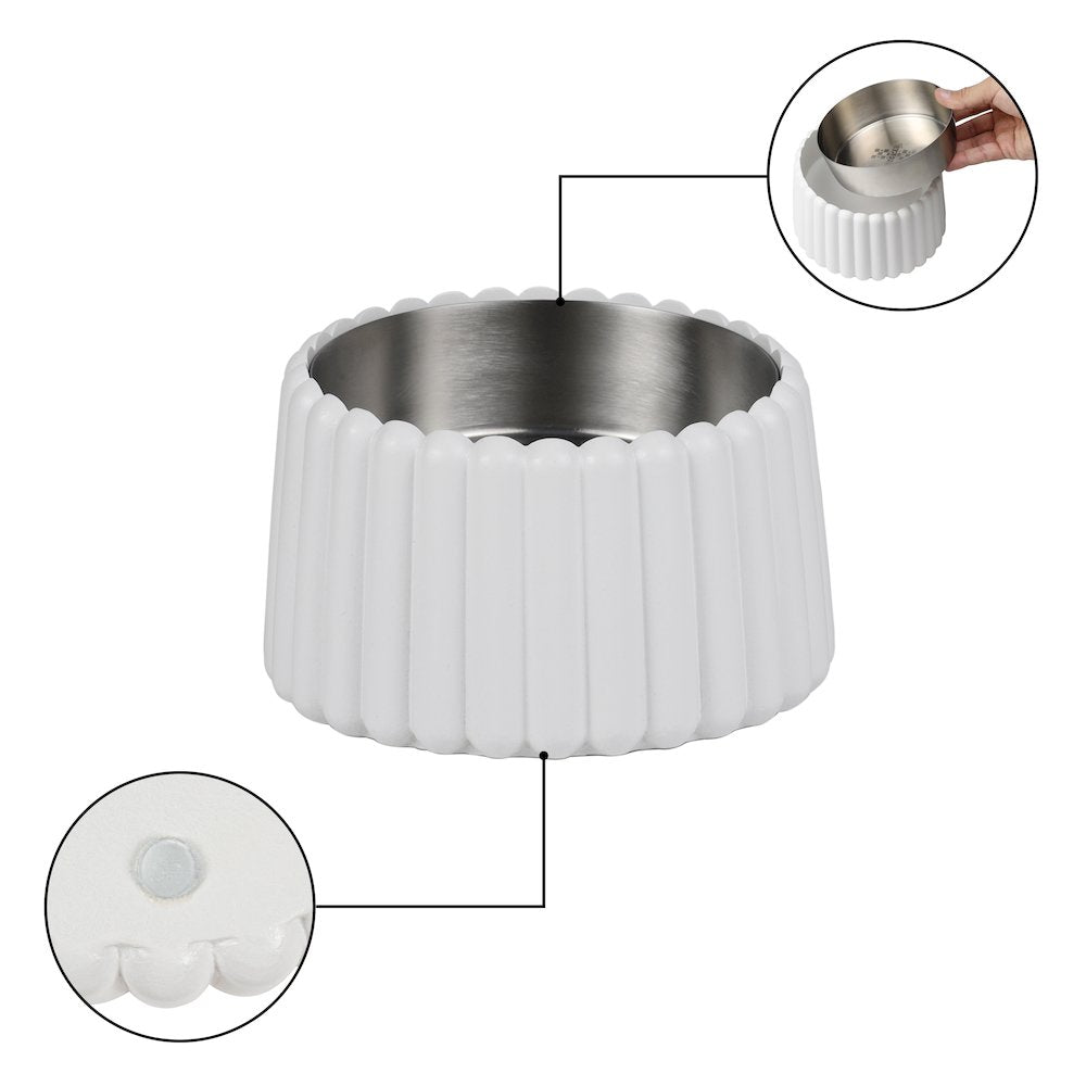 Ripple Ridge  Slanted Concrete and Stainless Steel Bowl 16oz (2 Cups) Pet