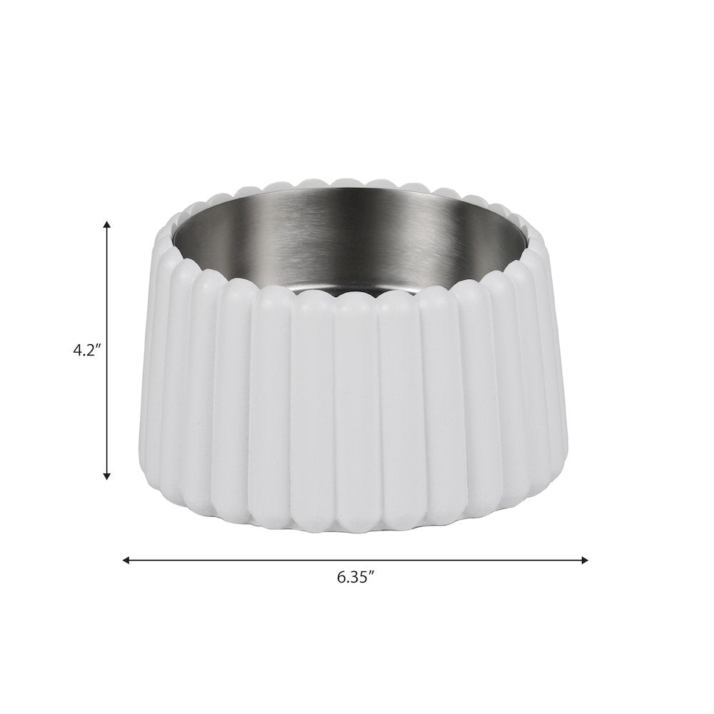 Ripple Ridge  Slanted Concrete and Stainless Steel Bowl 16oz (2 Cups) Pet