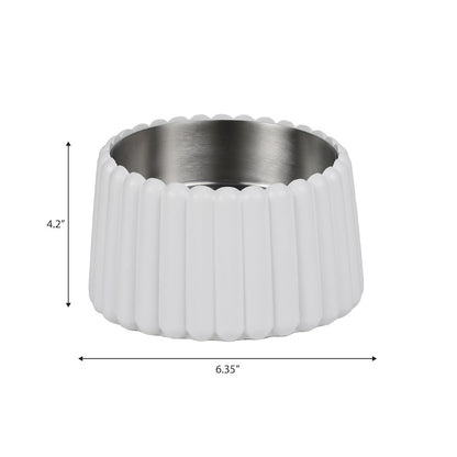 Ripple Ridge  Slanted Concrete and Stainless Steel Bowl 16oz (2 Cups) Pet
