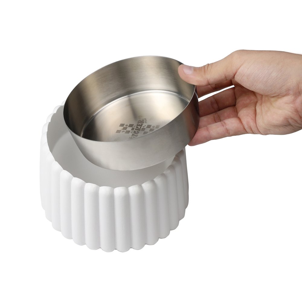 Ripple Ridge  Slanted Concrete and Stainless Steel Bowl 16oz (2 Cups) Pet
