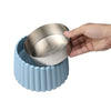 Ripple Ridge  Slanted Concrete and Stainless Steel Bowl 16oz (2 Cups) Pet