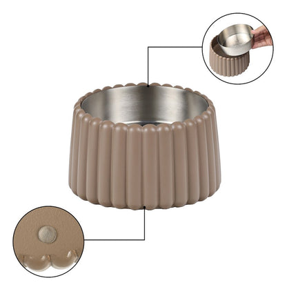 Ripple Ridge  Slanted Concrete and Stainless Steel Bowl 16oz (2 Cups) Pet