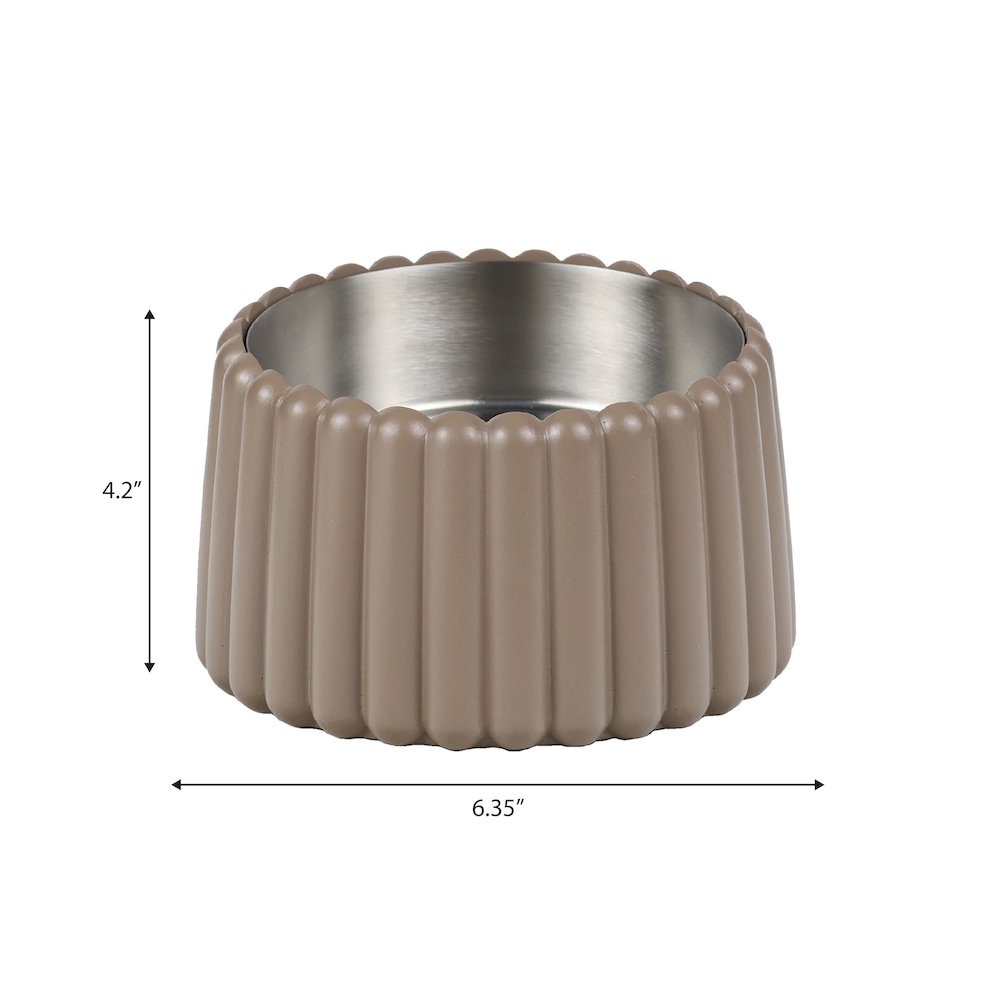 Ripple Ridge  Slanted Concrete and Stainless Steel Bowl 16oz (2 Cups) Pet