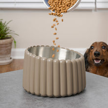 Ripple Ridge  Slanted Concrete and Stainless Steel Bowl 16oz (2 Cups) Pet