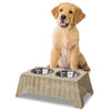 Serenity 6.9"  Elevated Wicker Pet Feeder with 18oz (2.2 Cups) 2-Stainless