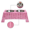 Serenity 6.9"  Elevated Wicker Pet Feeder with 18oz (2.2 Cups) 2-Stainless