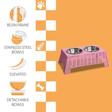 Serenity 6.9"  Elevated Wicker Pet Feeder with 18oz (2.2 Cups) 2-Stainless