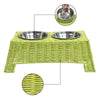 Serenity 6.9"  Elevated Wicker Pet Feeder with 18oz (2.2 Cups) 2-Stainless